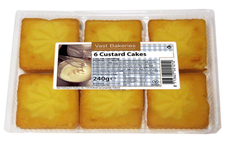 Vast Bakeries 6 Custard Cakes 260g (Jan 23 - Feb 24) RRP 2.25 CLEARANCE XL 39p or 3 for 99p